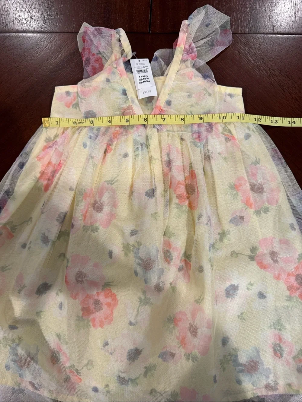 GAP Yellow Floral Tulle Dress with Pink & Blue Blooms